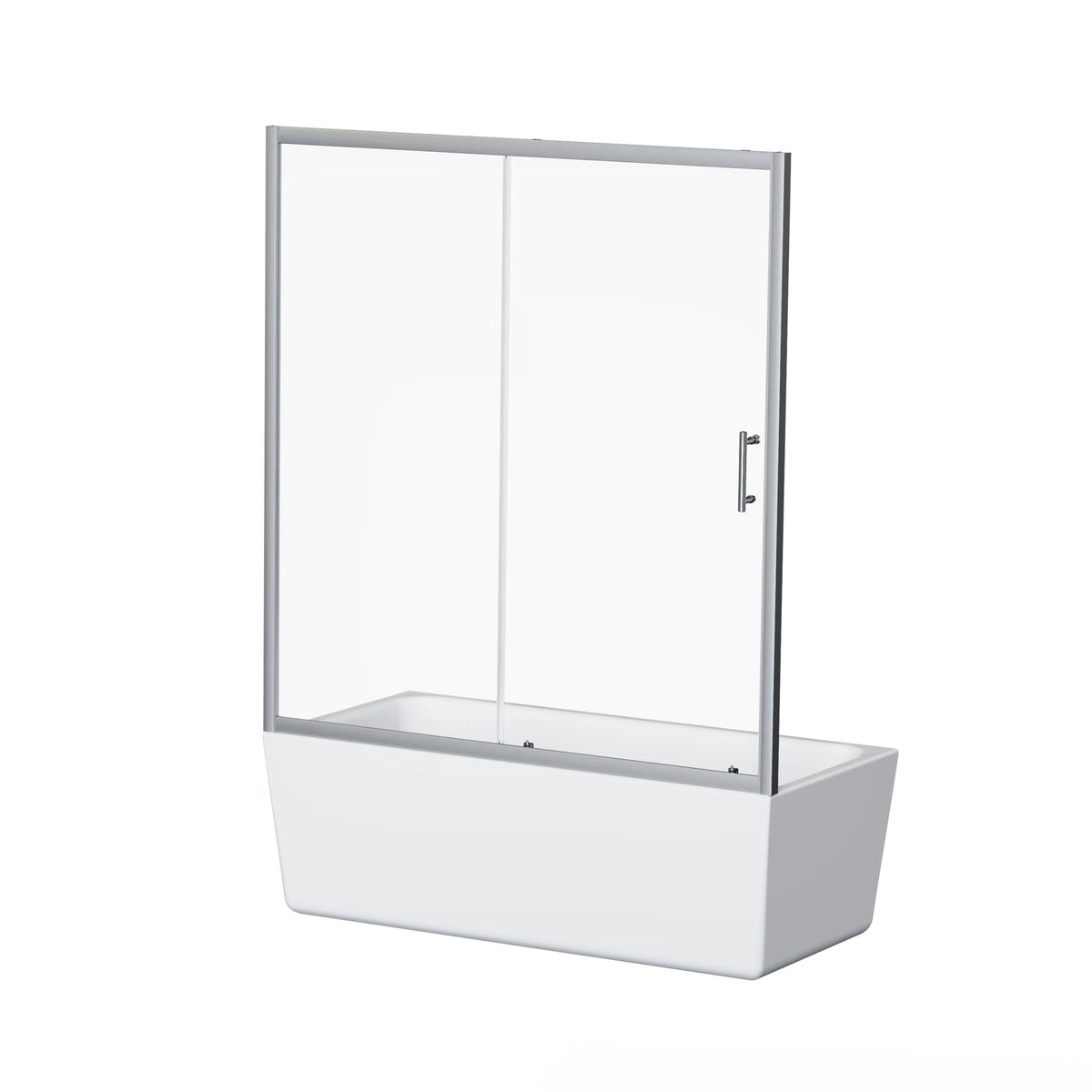 Single Sliding Shower Door For Bathtub With Handle - Chrome
