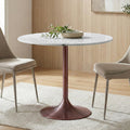 Osborne 36 Inch Wide Genuine Marble and Iron Contemporary Dining Table