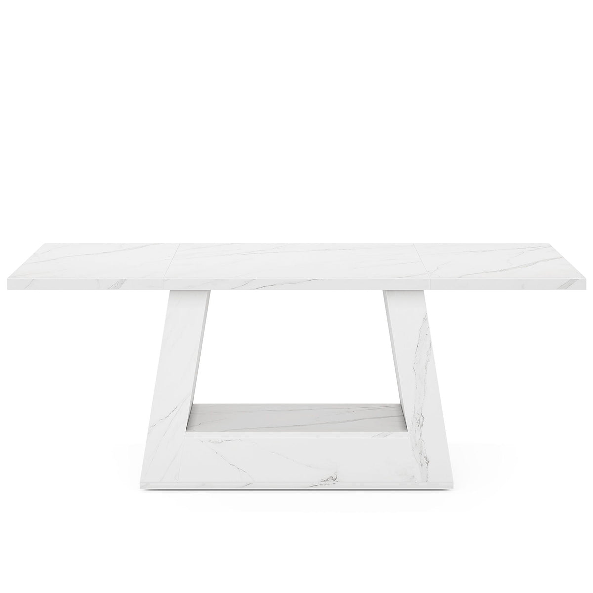 Dining Table For 4 To 6 People, With Trapezoid Base For Dining Room - White
