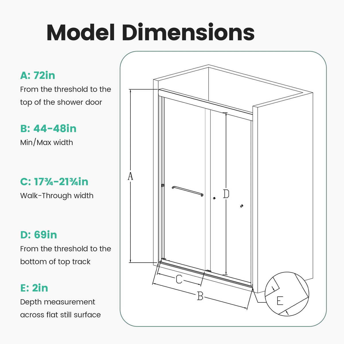 Semi Frameless Double Sliding Shower Door with Tempered Glass