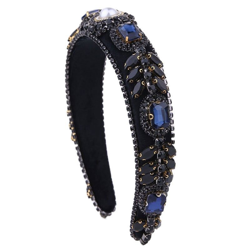 Decorated with colored glass diamond flower headband