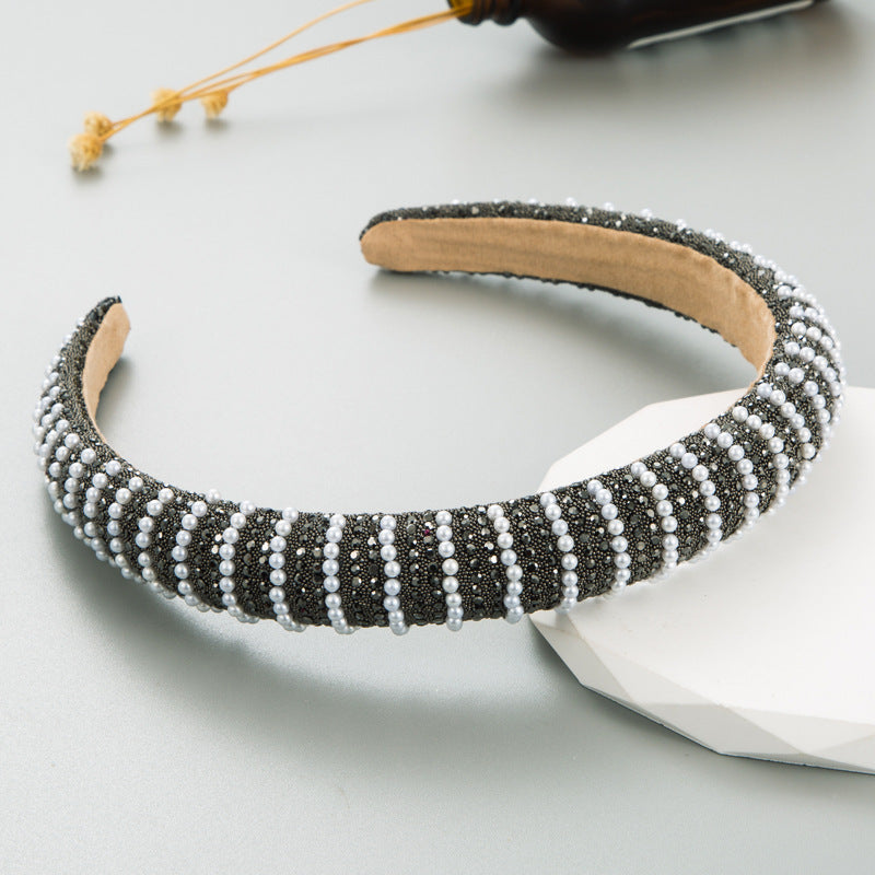 New Full Diamond Headband Pearl Rhinestone Fashion Headband Versatile Hair Accessories For Going Out