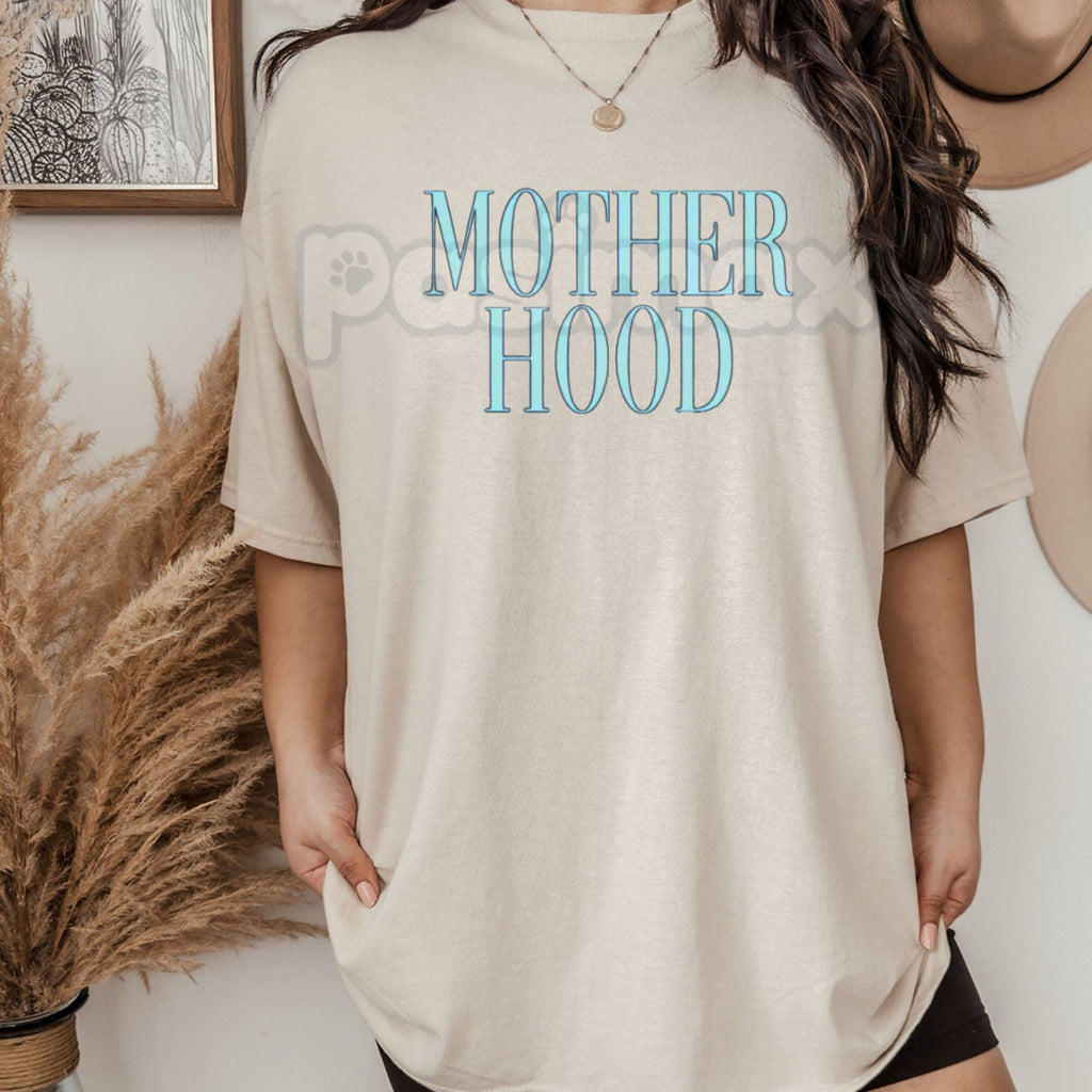 "MOTHERHOOD" Minimalist Mom T-Shirt - Modern Motherhood Graphic Tee, Premium Heavyweight Mama Shirt, New Mom Gift Top, Aesthetic Mother's Day Apparel, Comfortable Relaxed Fit Mom Life Shirt