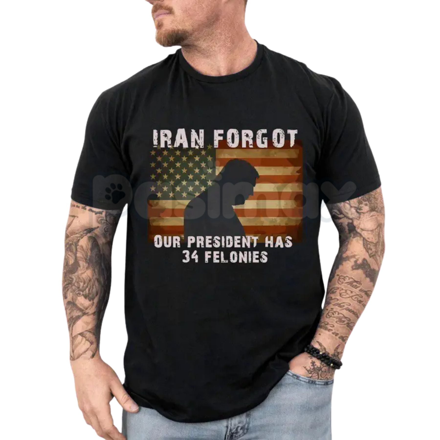 "FORGOT OUR PRESIDENT, Has 34 Felonies" T-Shirt - Funny Political Satire Graphic Tee, Premium 100% Cotton Patriotic Humor Shirt, Bold Sarcastic Election Year Top, Modern Redacted Text Statement Apparel, Soft Lived-In Anti-Establishment Gift
