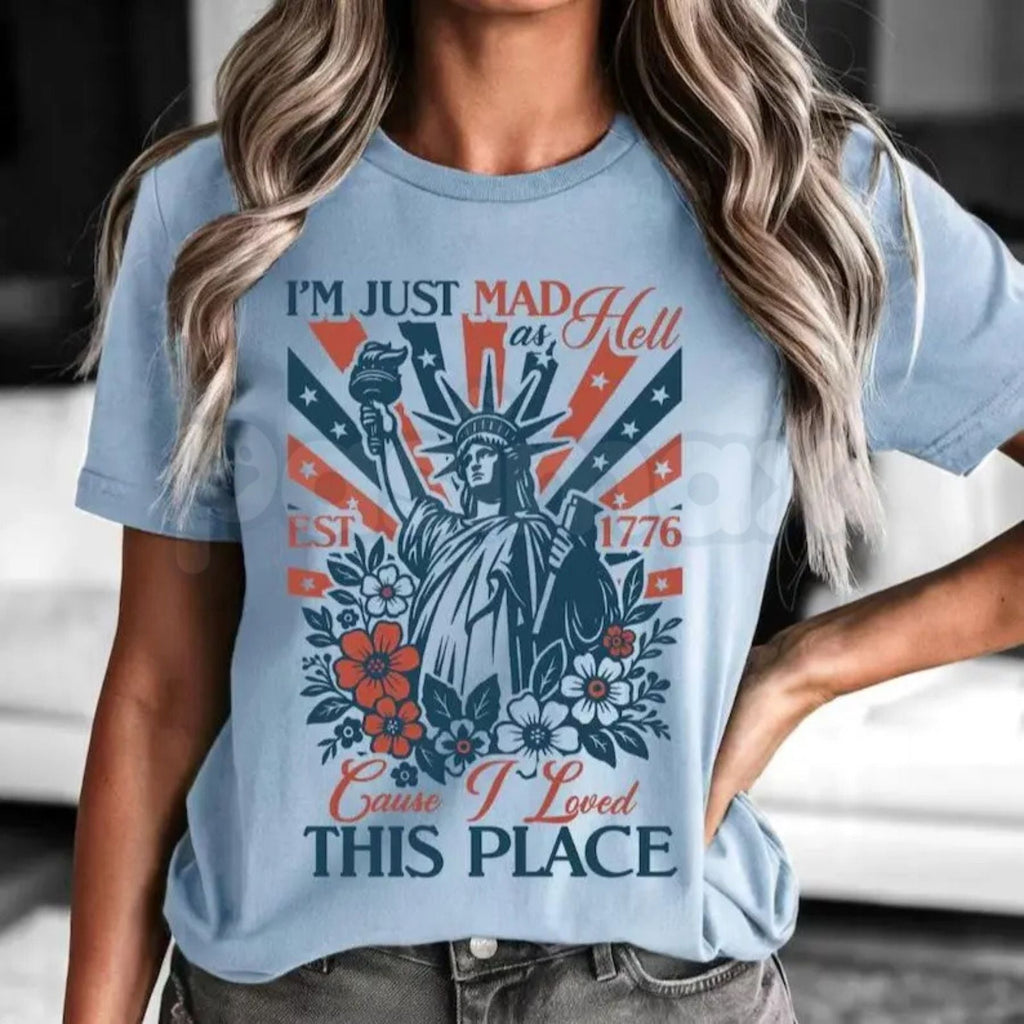 "Mad As Hell" Vintage Patriotic 4th of July T-Shirt – America 250th Anniversary Commemorative Independence Day Graphic Tee