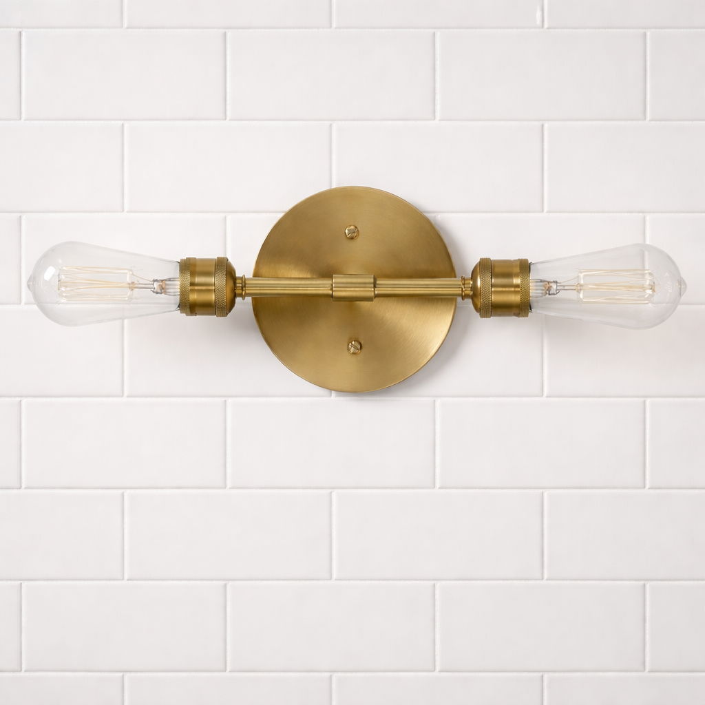 Reverie Double Lights Bathroom Wall Sconce Over Mirror - Clear / Gold