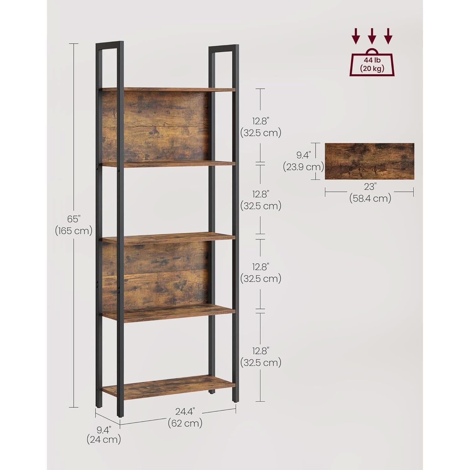 Industrial 65 Inch High Bookshelf With Steel Frame