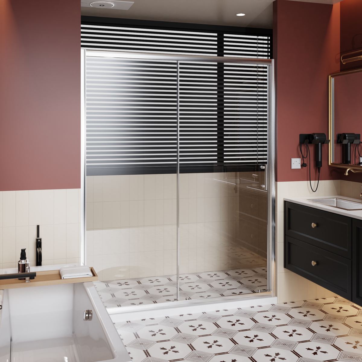 60-in W x 72-in H Single Sliding Shower Door