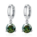 Colorful Solitaire Moissanite Hoop Drop Earrings in Sterling Silver