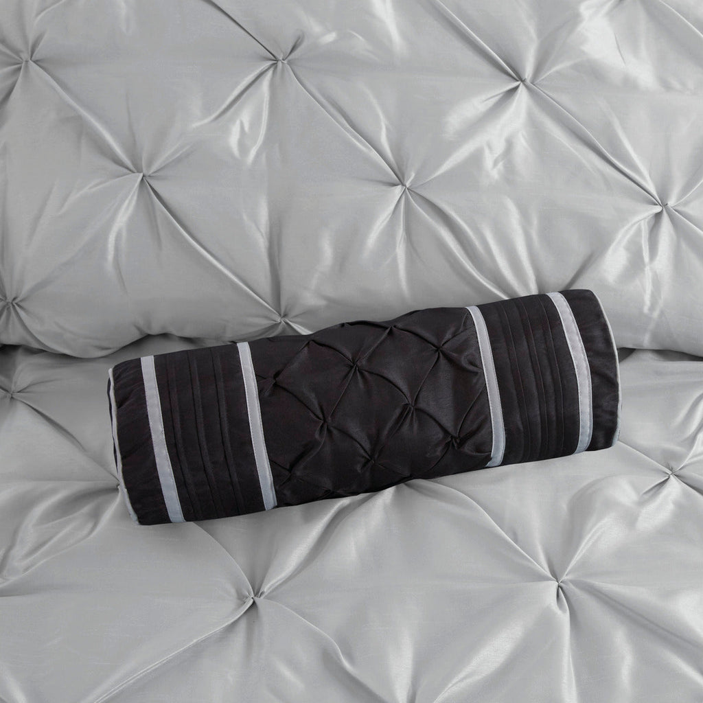 7 Piece Tufted Comforter Set Grey Queen