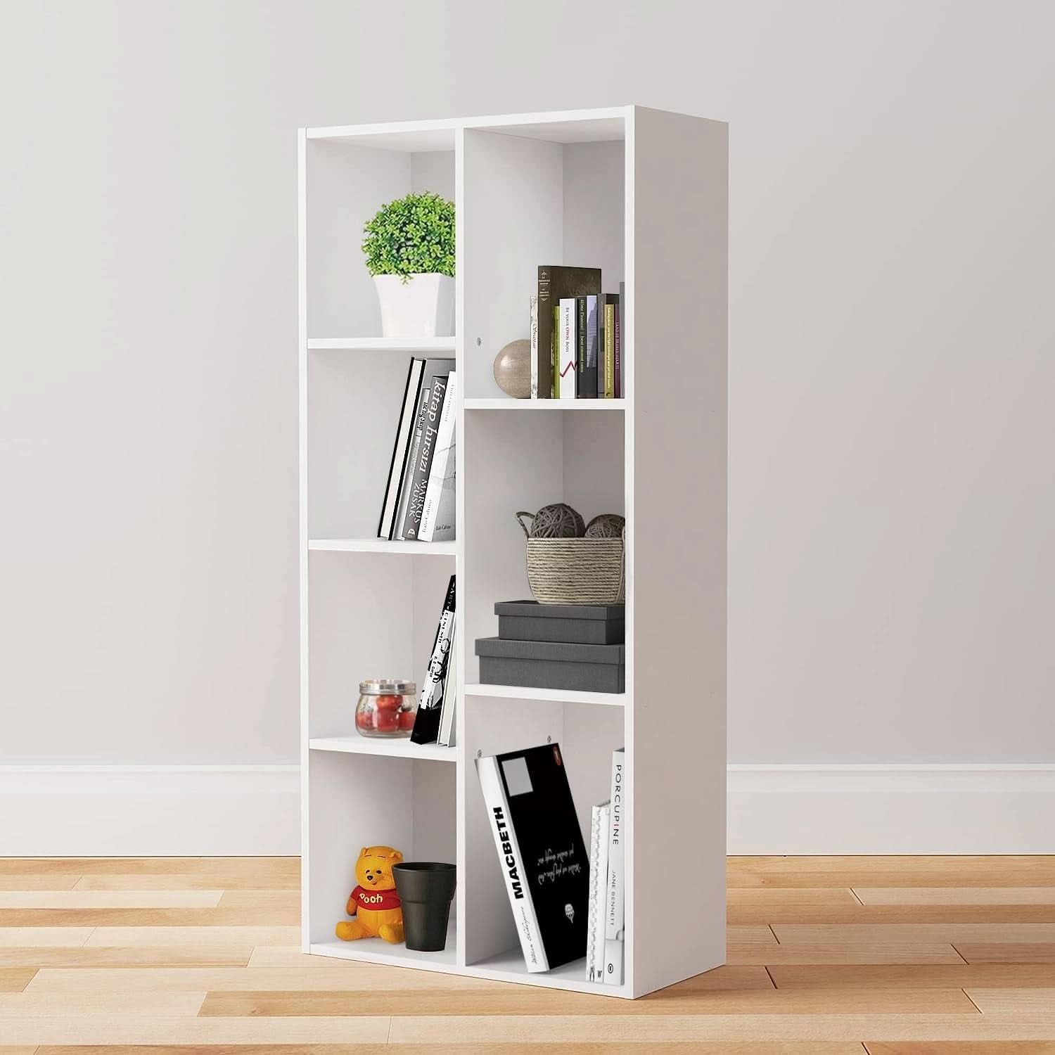 White 7 Cube Organizer Bookcase Storage Shelves Unit