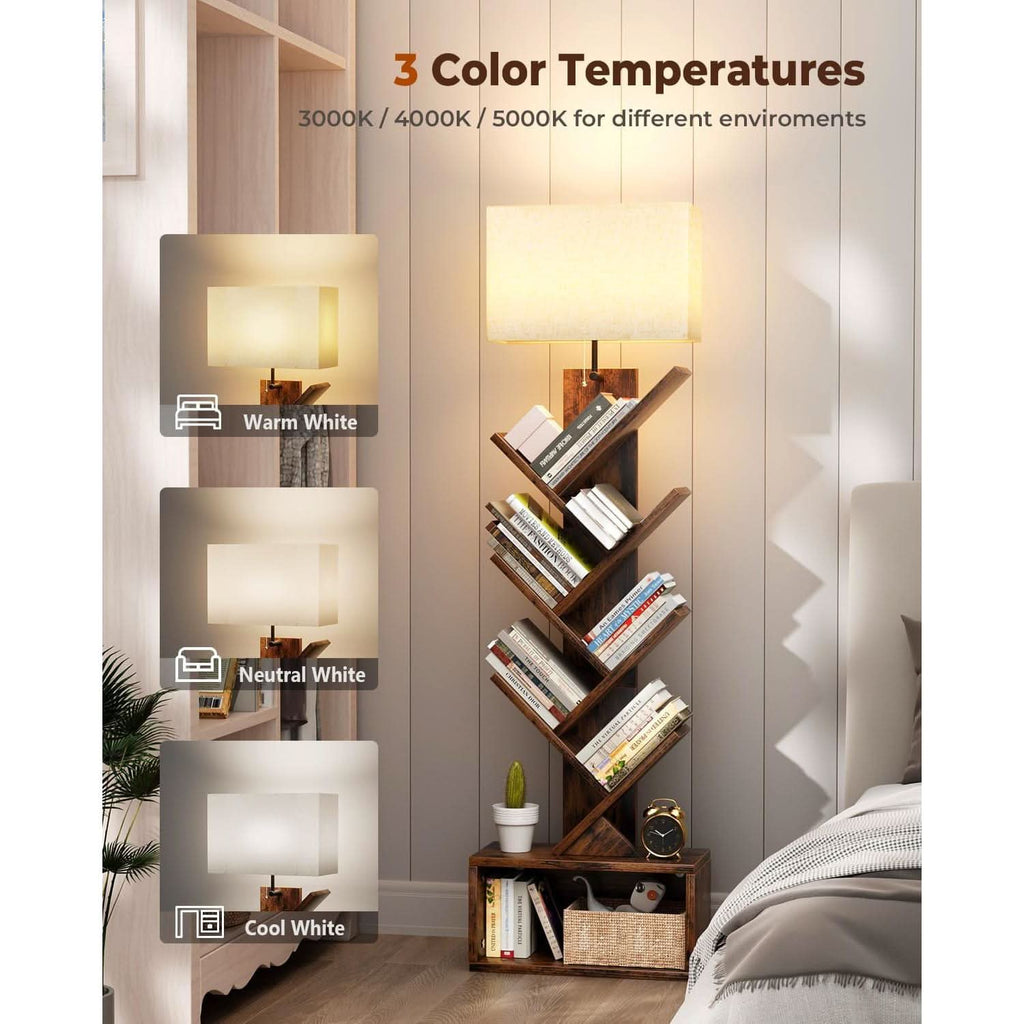 6 Tier Tree Bookshelf With Light Rustic Brown Home Office