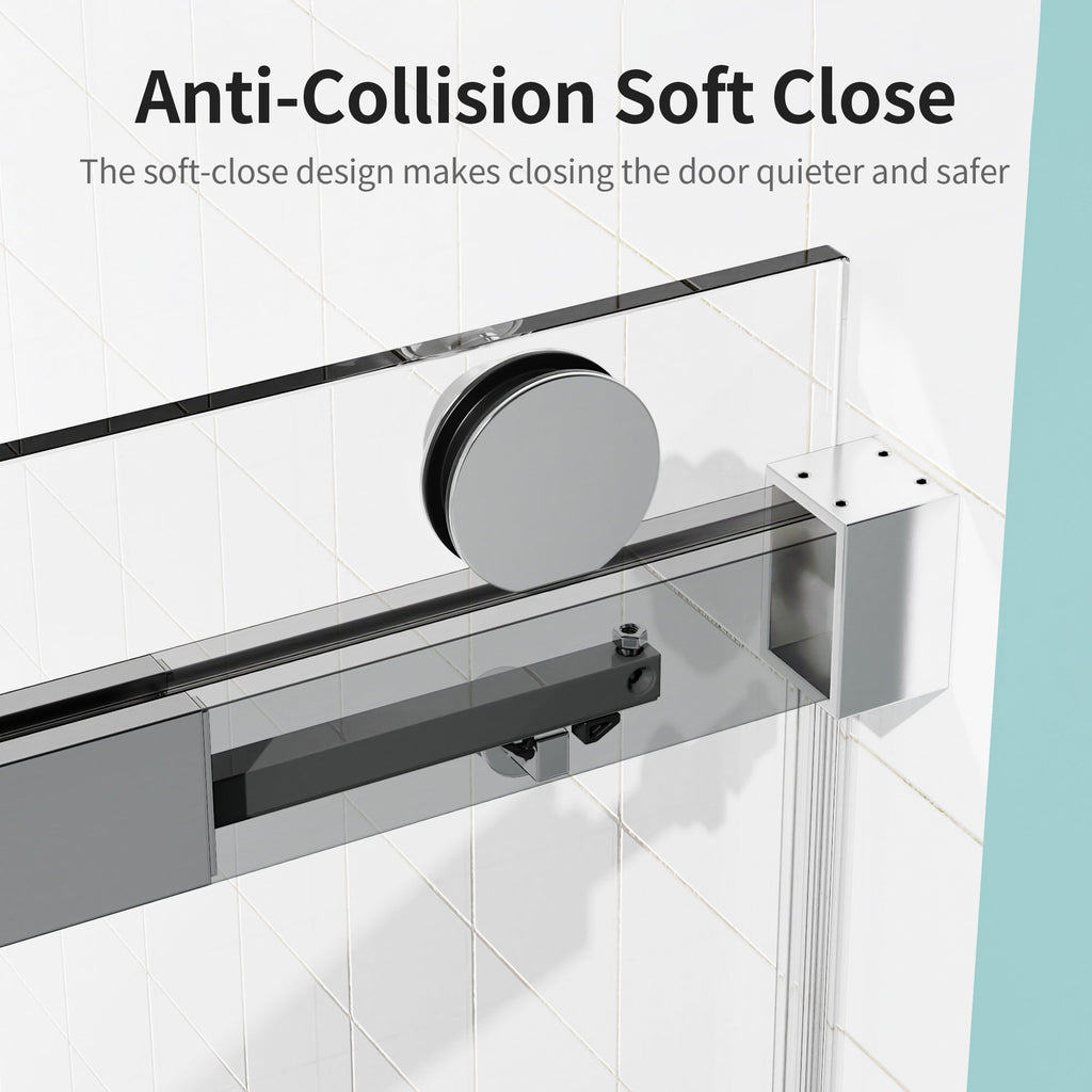 Frameless Single Sliding Soft-Close Shower Doors 68-72" W