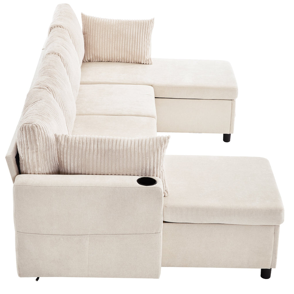 113.4" Sectional Sofa Pull-out Sofa Bed
