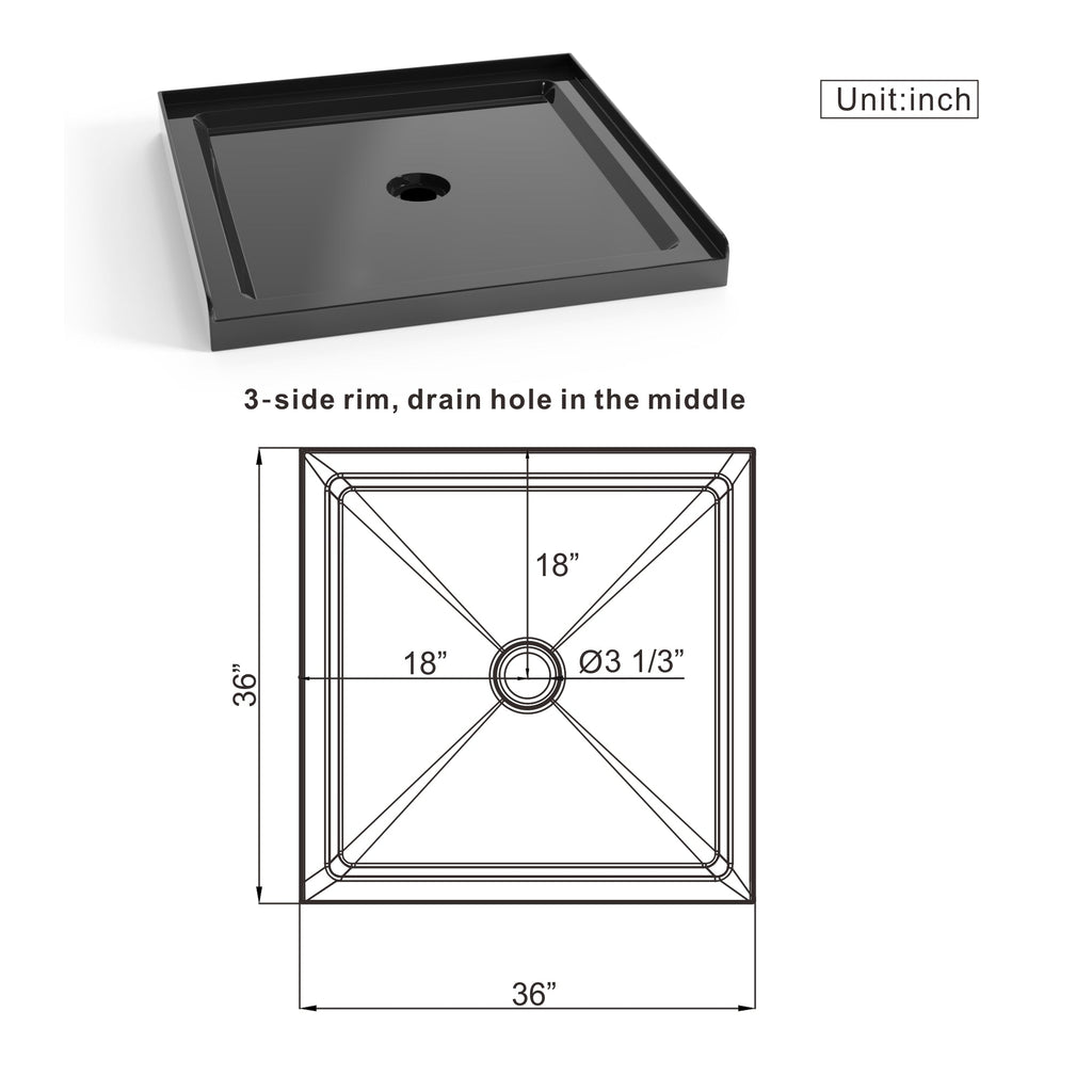 Goodyo 36"x36" Shower Base with Anti-Slip Design