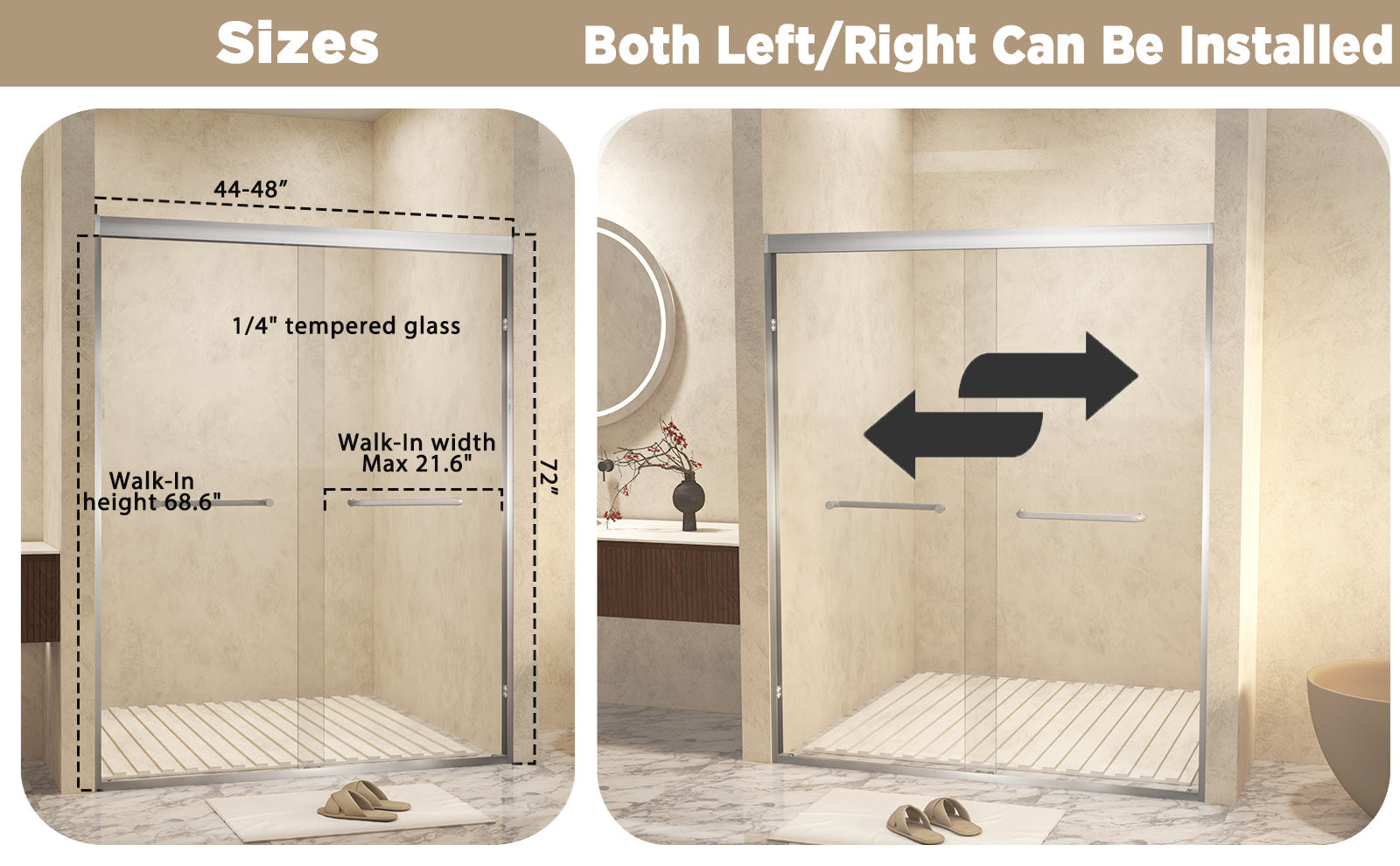 Tempered Glass Double Sliding Shower Door