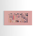 Makeup Brushes Framed Canvas Print - Makeup Wall Art - Preppy Dorm Room Decor