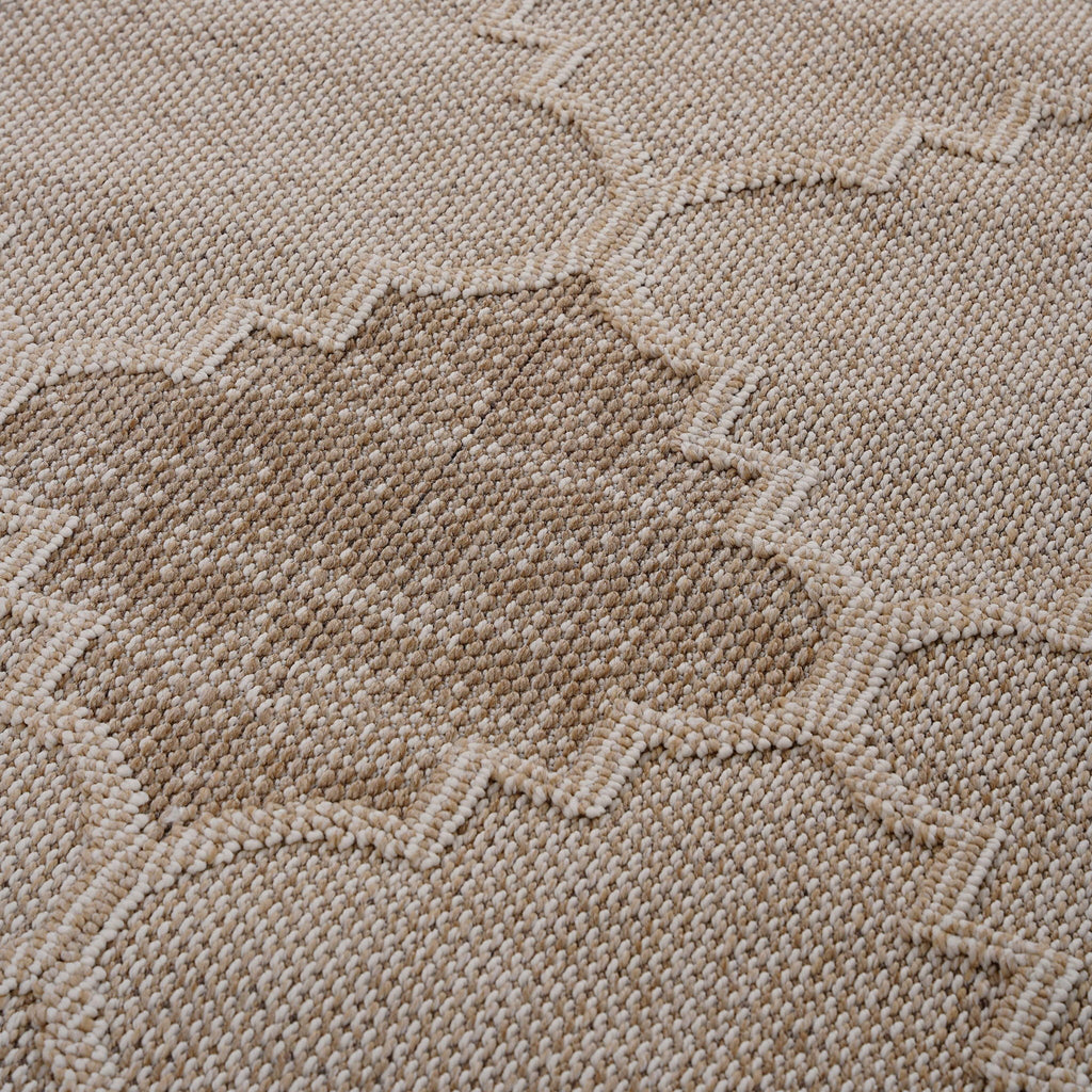 Beige Trellis Indoor/Outdoor Rug with Stain Resistance - 2' x 8'