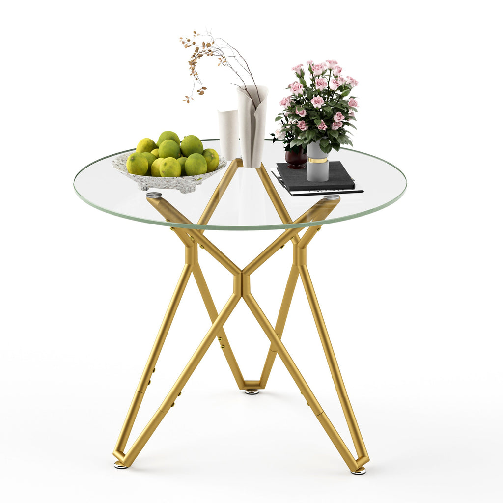 35.4-Inch Round Tempered Glass Dining Table