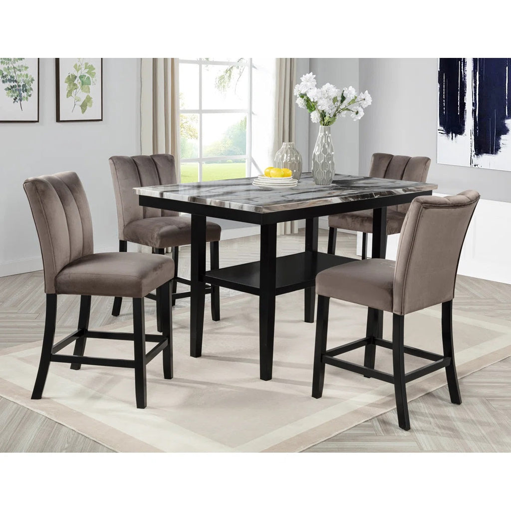 60" Counter Dining Table with Storage Bottom Shelf