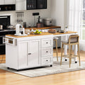 Kitchen Island with Extendable Dining Table and Power Outlet - White