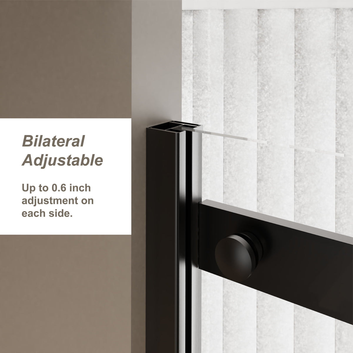 Frameless Shower Door Single Sliding, Clear Tempered Glass Shower Door With Zinc Roller Rail System, Stainless Steel Handle - Black