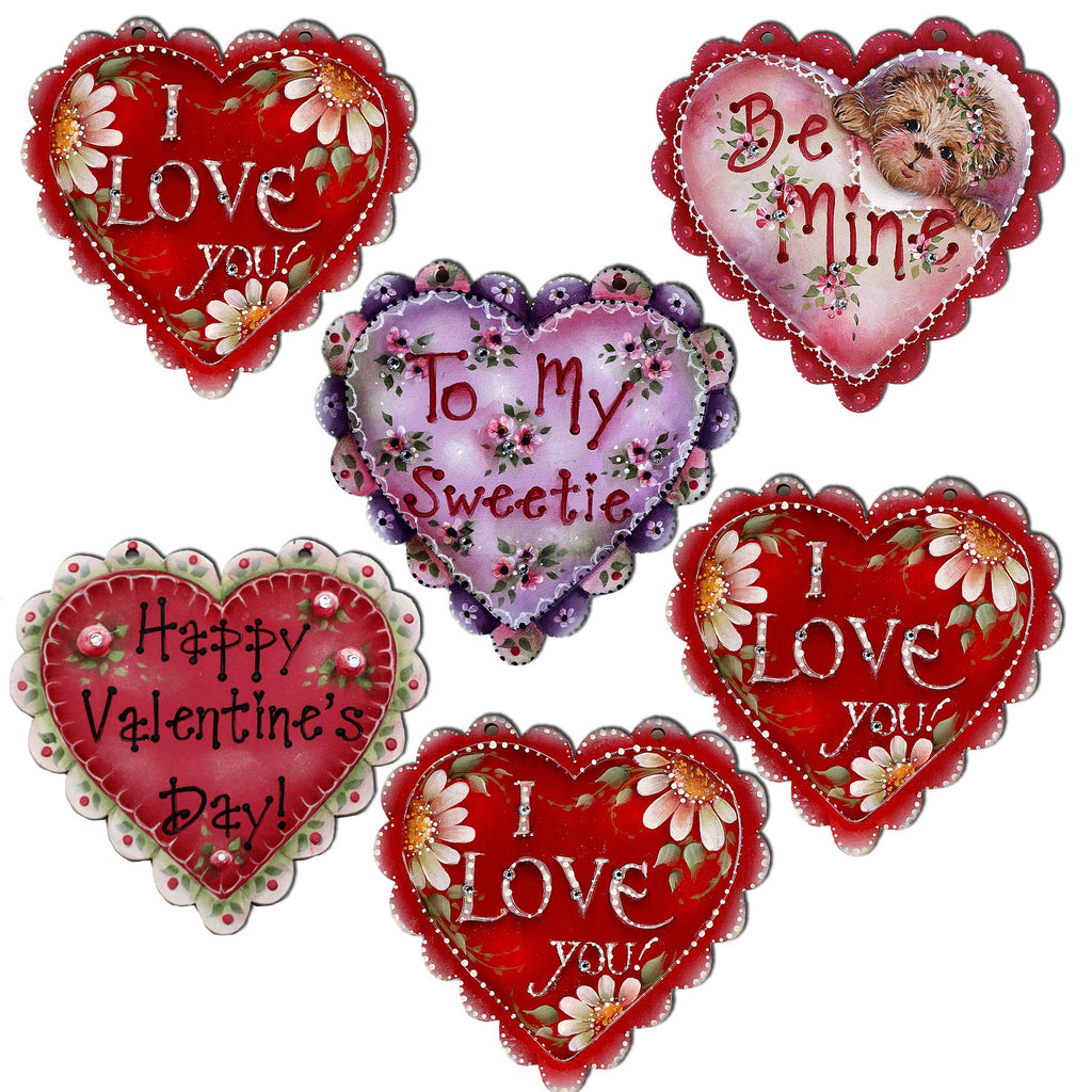 Hearts of Love Decorative Eco Wood Magnets Set of 6 - Family Love Decor - 8090128G-S6