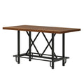 Counter Height Dining Rectangular Kitchen Table for 6 with Steel Frame - Brown / Black