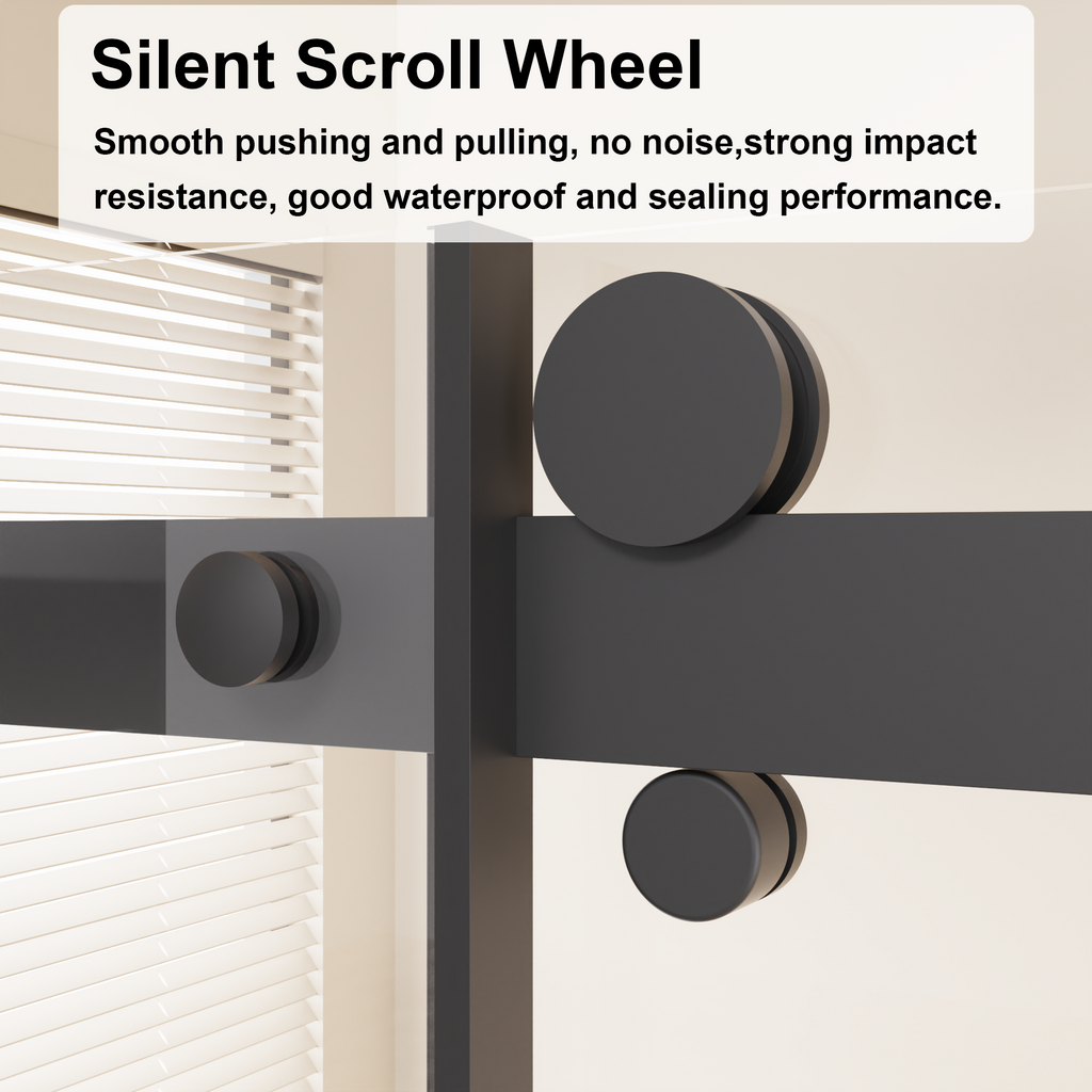 Frameless Shower Door with Zinc Roller Rail System