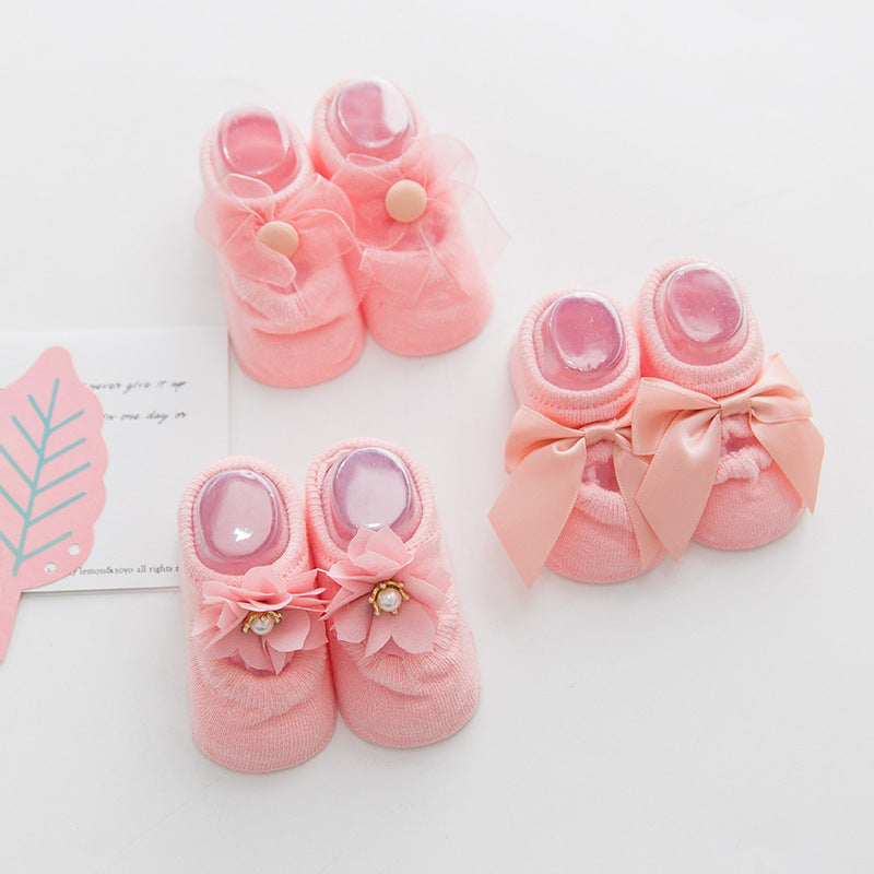 3 pairs of lace bow hole socks