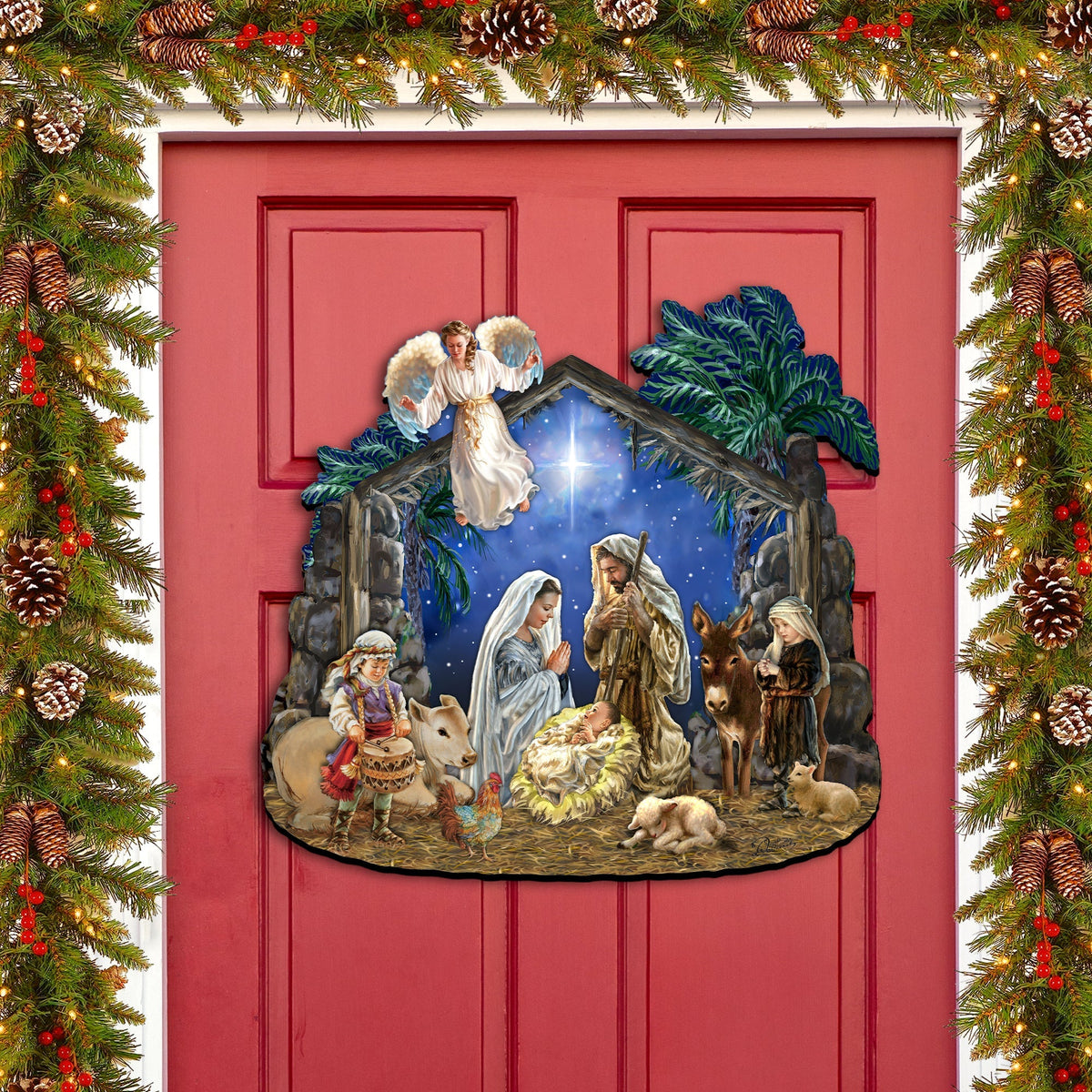 Nativity with Angel Holiday Door Decor by D. Gelsinger - Nativity Holiday Decor - 8652760H