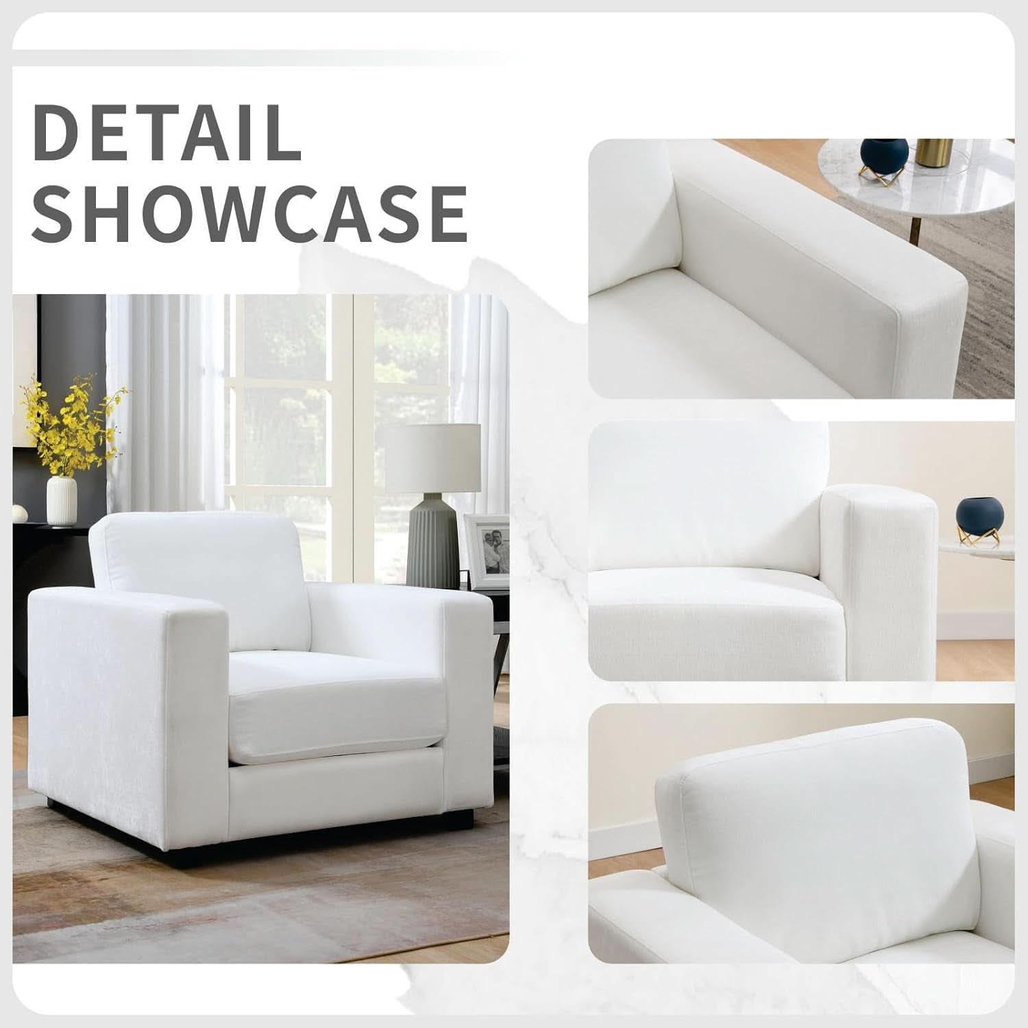 39 Inch Oversized Chenille Upholstered Accent Chair