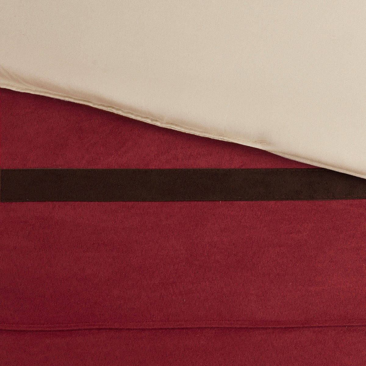 7 Pc Pieced Faux Suede Comforter Set Red King