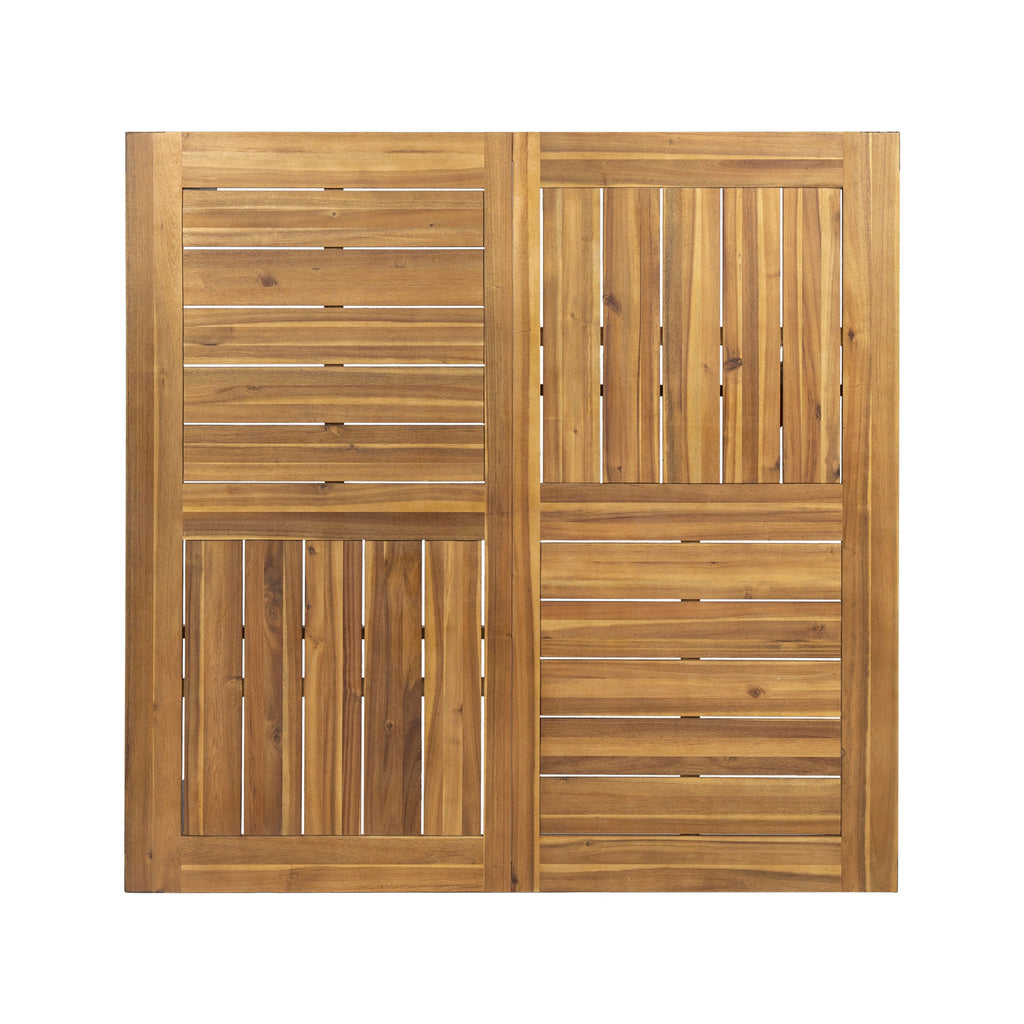 9‑Piece Acacia Wood Outdoor Dining Set, 64" Square Teak Finish Wooden Table & 8 Arm Chairs with