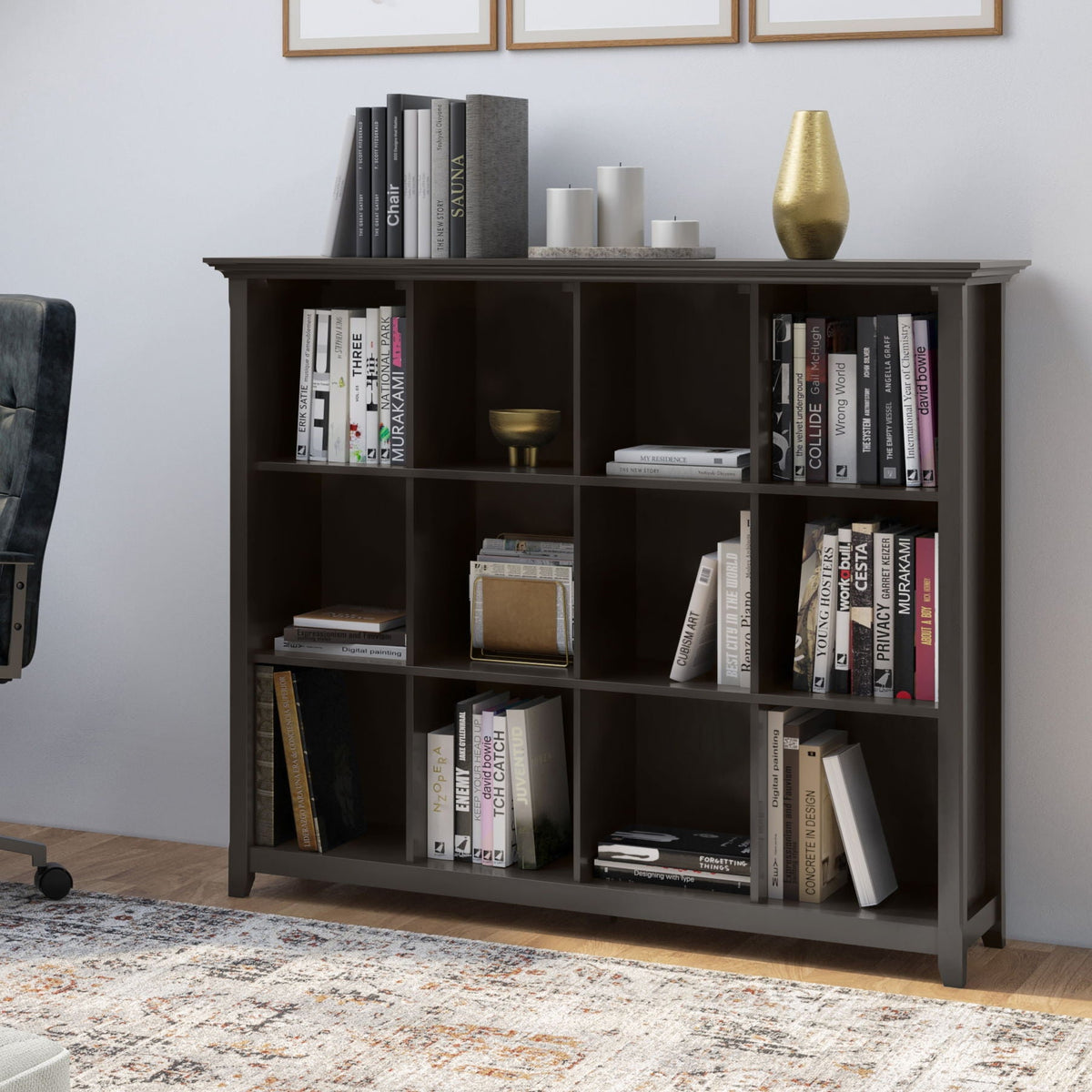 Amherst Cube Storage Bookcase with Large Cubbies - Dark Brown, Dark Gray, or White