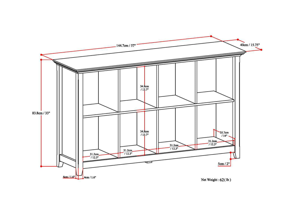 Amherst Cube Storage Bookcase with Large Cubbies - Dark Brown, Dark Gray, or White