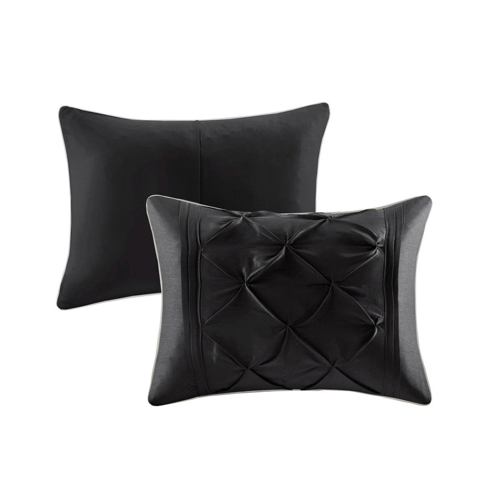 7 Piece Tufted Comforter Set Black King