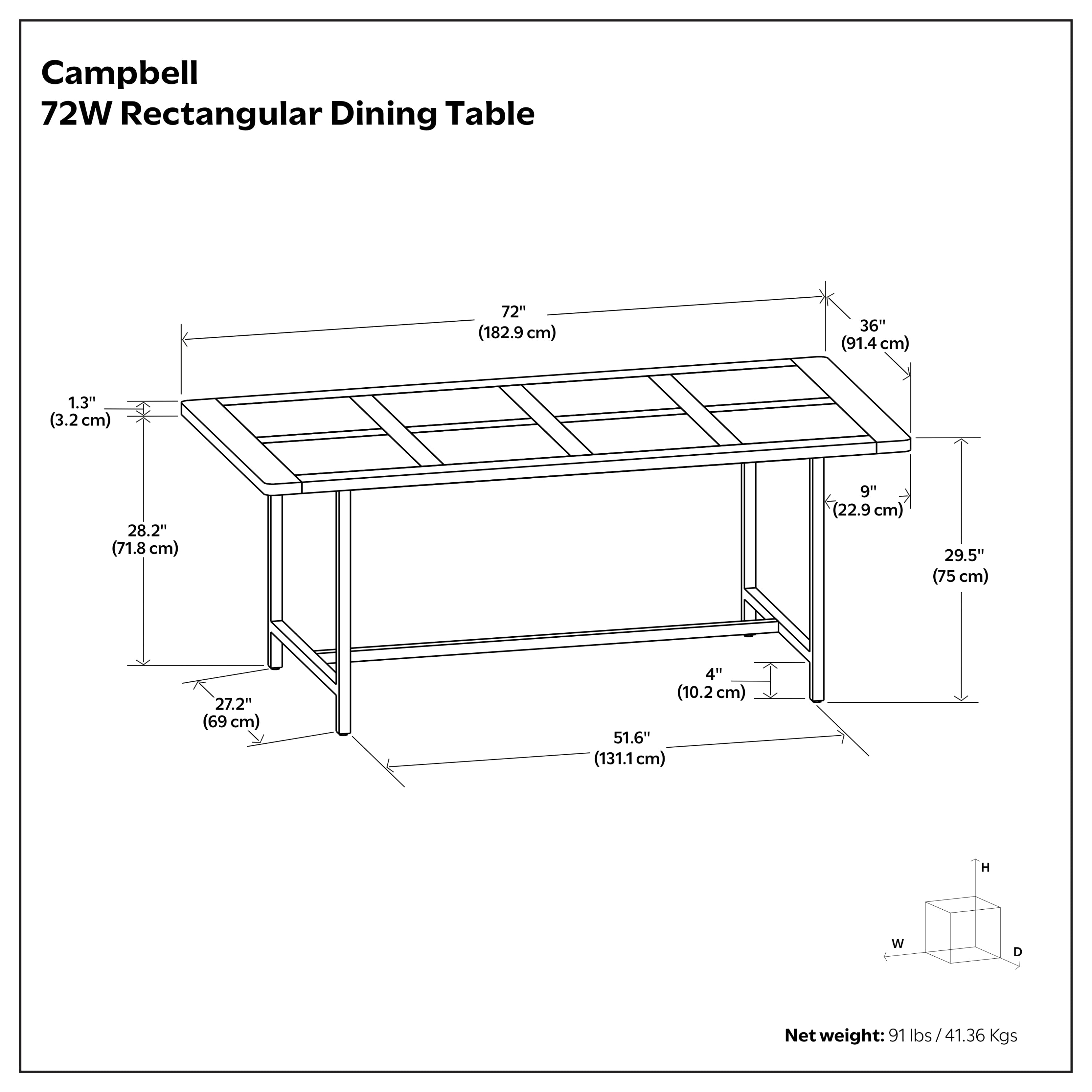 Campbell Dining Table in Burnt Wax