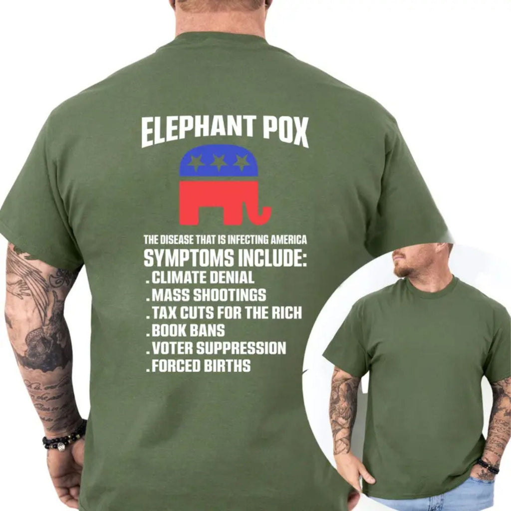 "Elephant Pox" Funny Political T-Shirt – Satirical Democracy Graphic Tee, Unisex Cotton Shirt