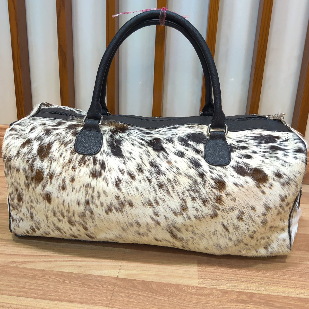 Pony Skin Bag - Medium Cowhide Duffel, Genuine Leather Weekender, Stylish Travel Luggage, Unisex Gift Idea