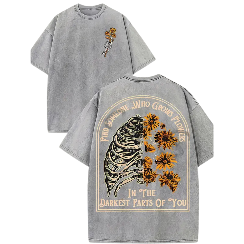 "Find Someone Who Grows Flowers" Sunflowers Washed T-Shirt