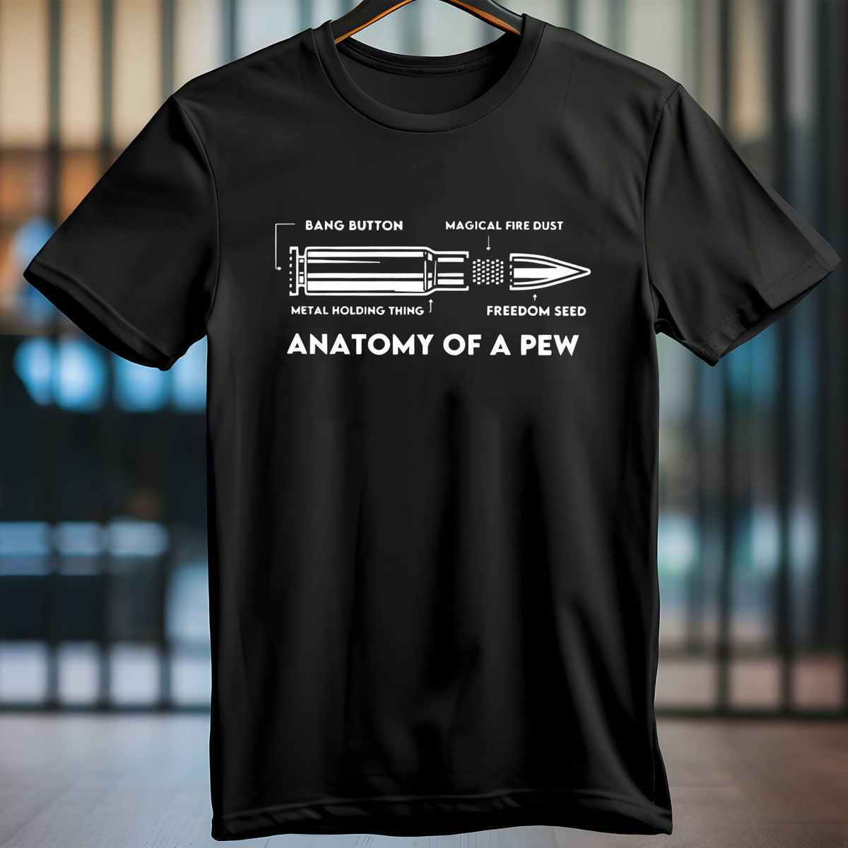 "Anatomy of a Pew" Funny Gun Humor T-Shirt
