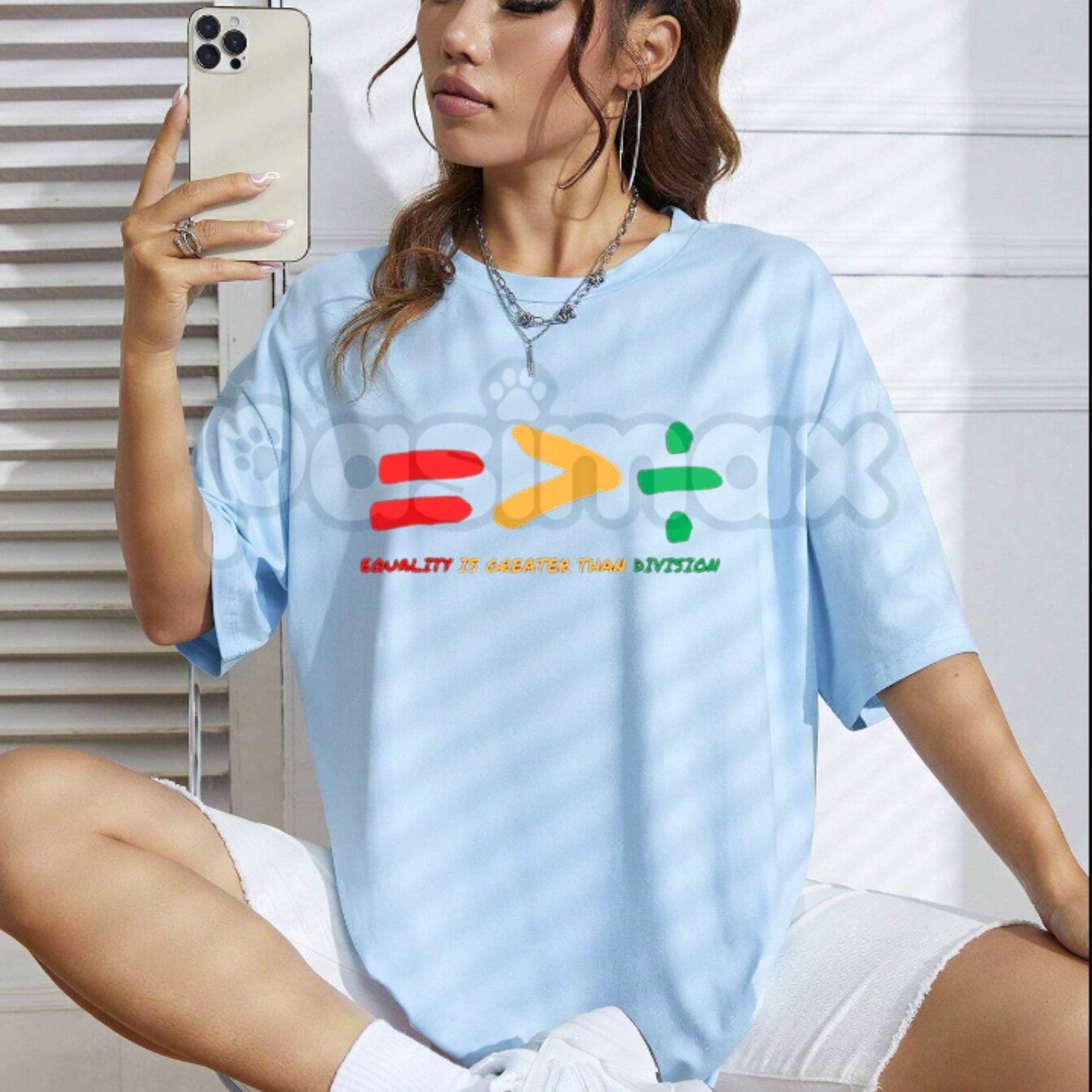 "Equality > Division" Graphic T-Shirt - Social Justice Math Symbol Tee, Unisex Human Rights Statement Shirt, Premium Heavyweight 100% Cotton Top, Minimalist Activist Streetwear, Unity & Equity Symbol Apparel