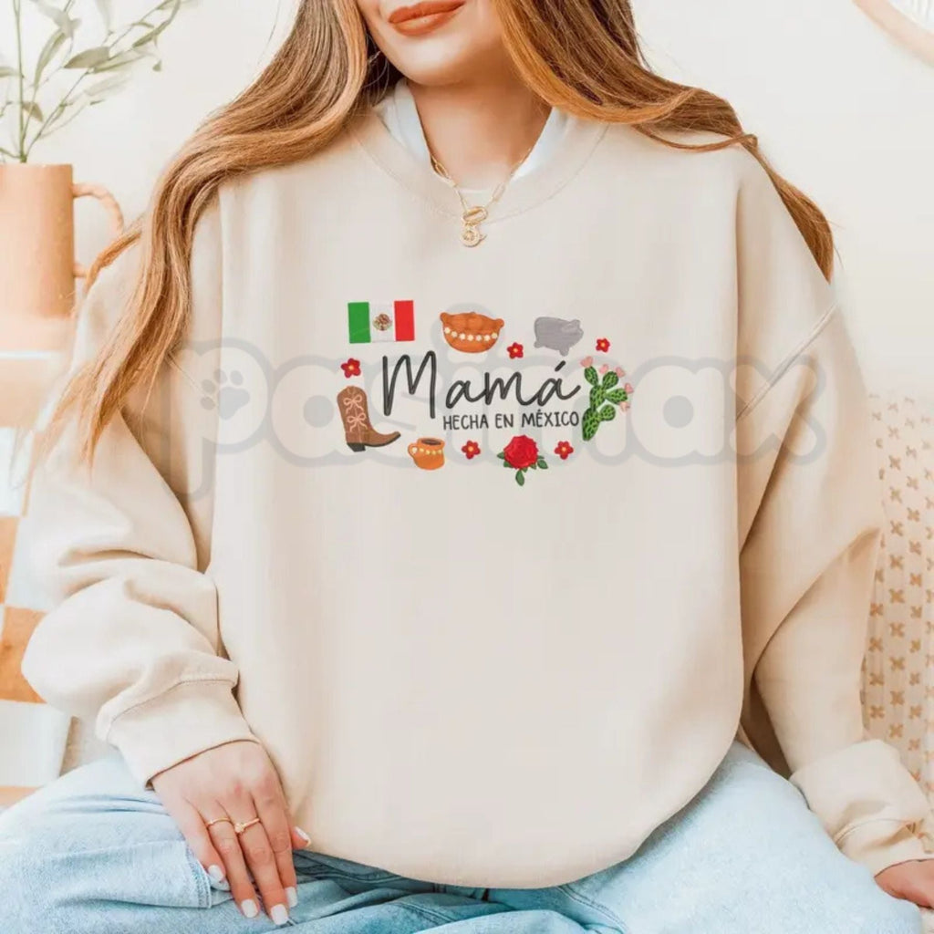 "Mamá Hecha en México" Embroidered Sweatshirt – Latina Mother’s Day Gift Crewneck