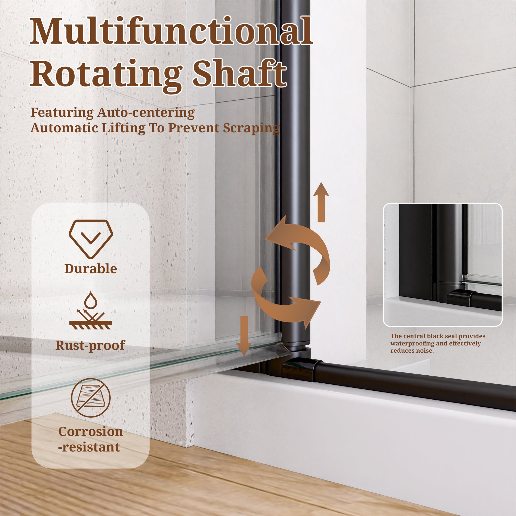 24" W x 72" H Semi-Frameless Circular Pivot Shower Door in Matte