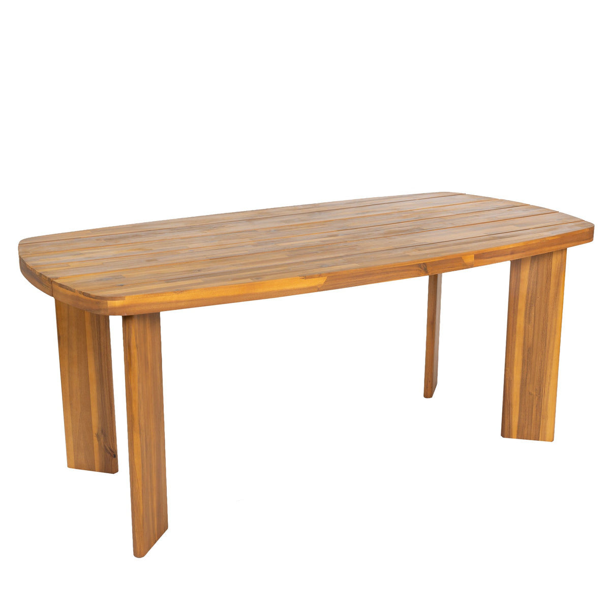 7‑Piece Acacia Wood Outdoor Dining Set, 71" Oval Teak‑Finish Wooden Table & 6 Arm Chairs with