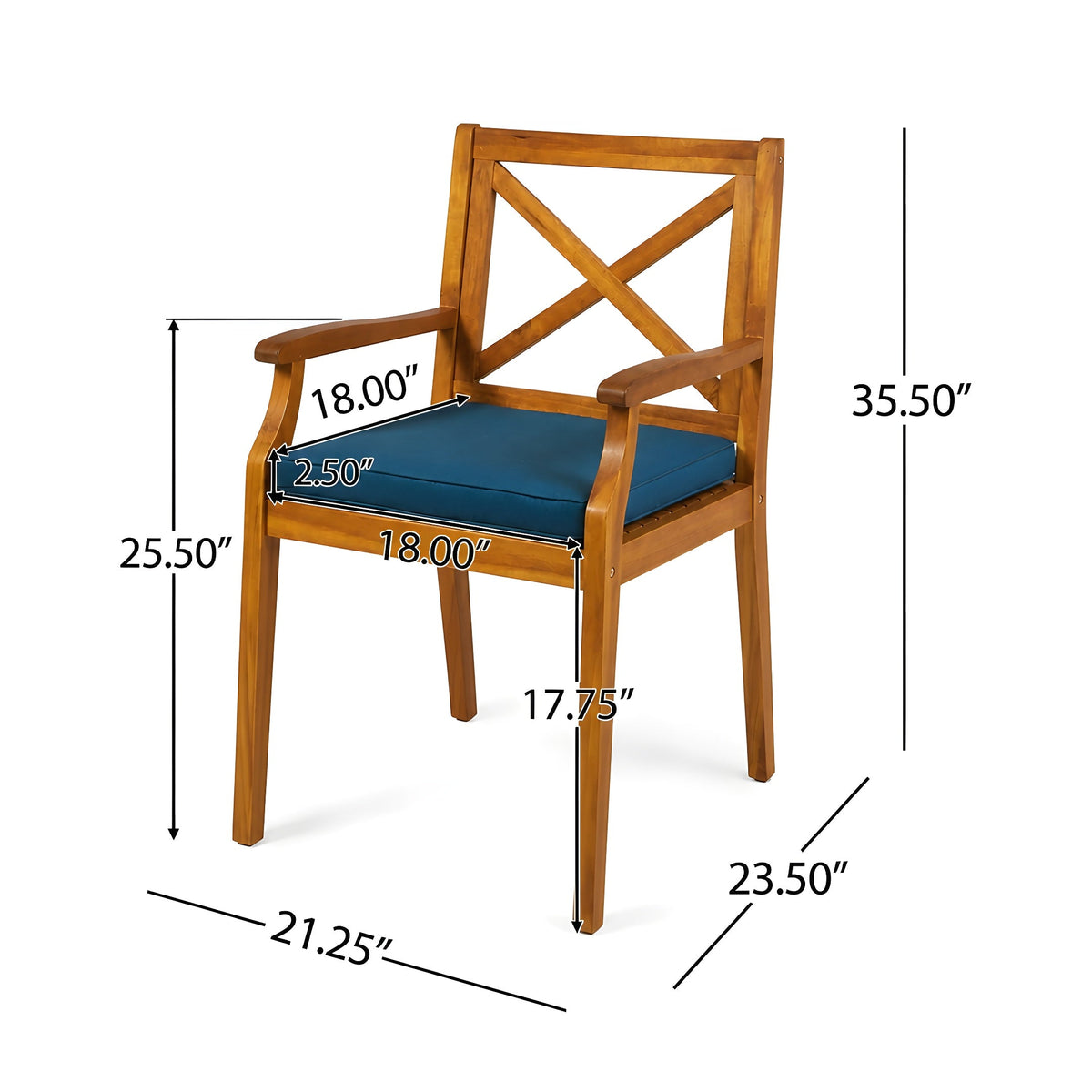 7‑Piece Acacia Wood Outdoor Dining Set, 71" Oval Teak‑Finish Wooden Table & 6 Arm Chairs with