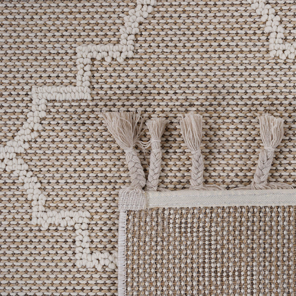 Beige Trellis Indoor / Outdoor Area Rug with Stain Resistant Surface