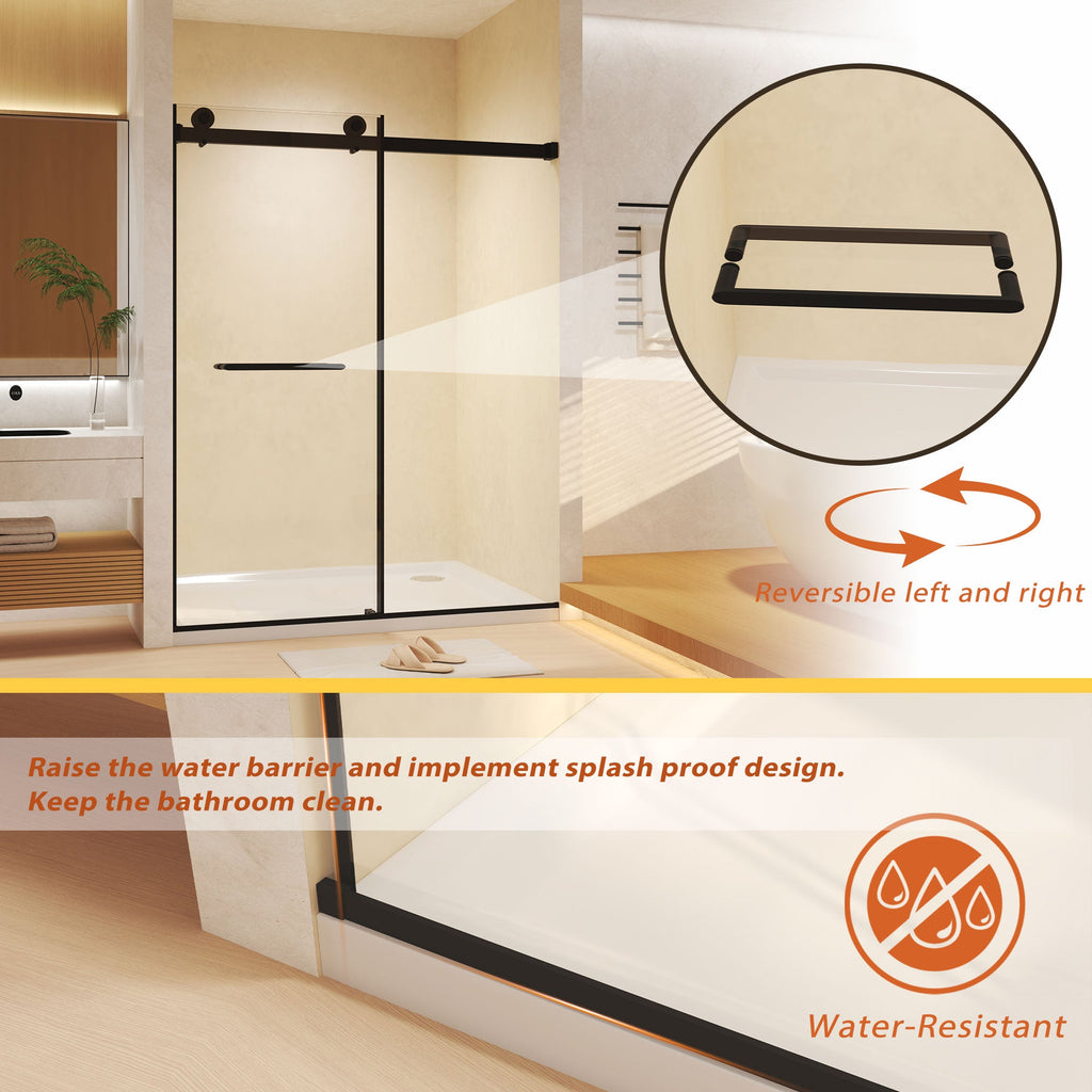 Frameless Double Sliding Shower Door 44-48" W x 74" H