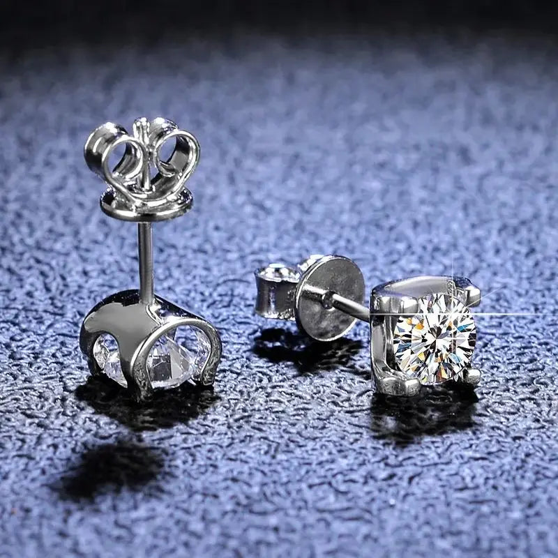 Colored Moissanite Necklace & Stud Earring Set in Silver